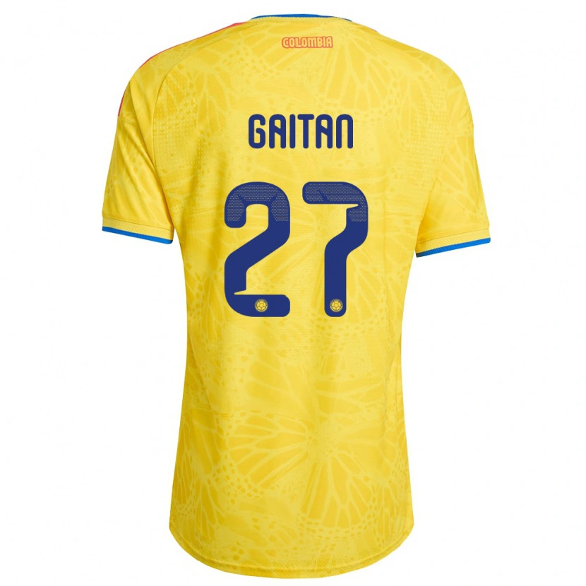 Danxen Men Colombia Natalia Gaitán #27 Yellow Blue Red Home Jersey 26-28 T-Shirt