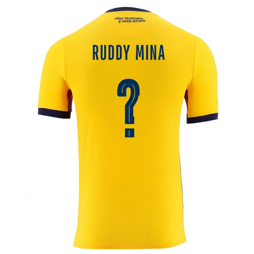 Danxen Men Ecuador Ruddy Mina #0 Yellow Navy Home Jersey 26-28 T-Shirt