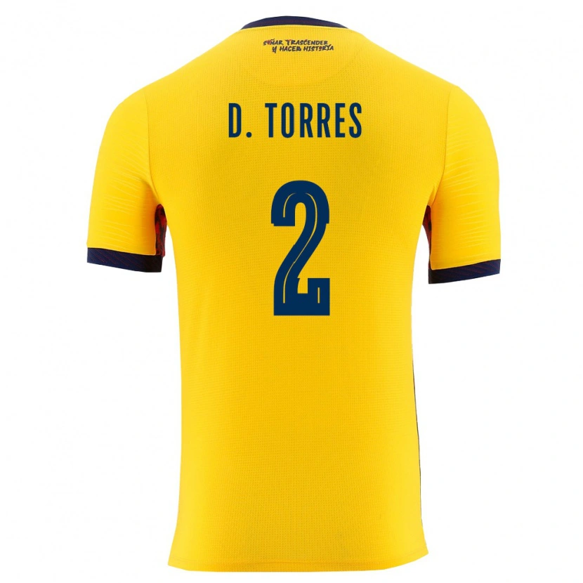 Danxen Men Ecuador Darío Torres #2 Yellow Navy Home Jersey 26-28 T-Shirt