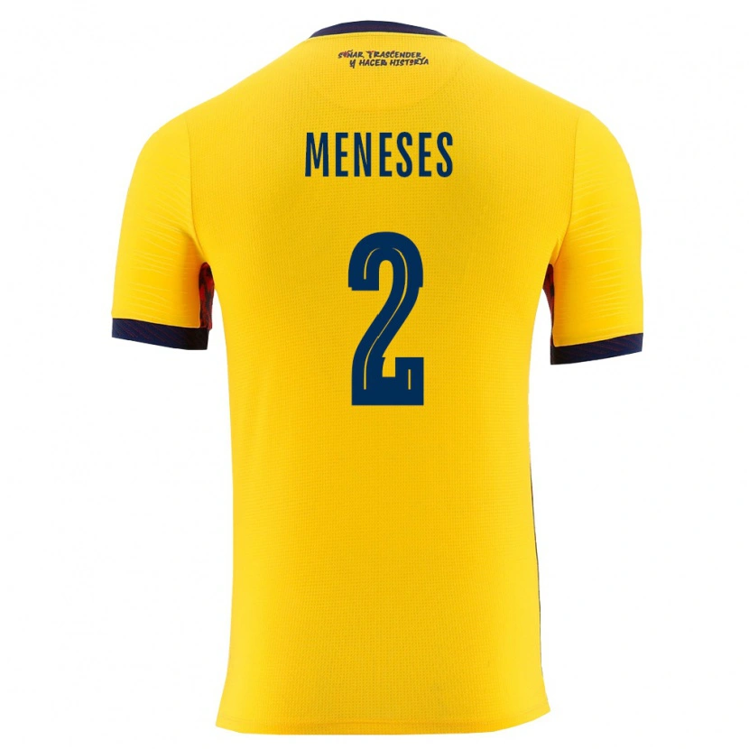 Danxen Men Ecuador Randy Meneses #2 Yellow Navy Home Jersey 26-28 T-Shirt