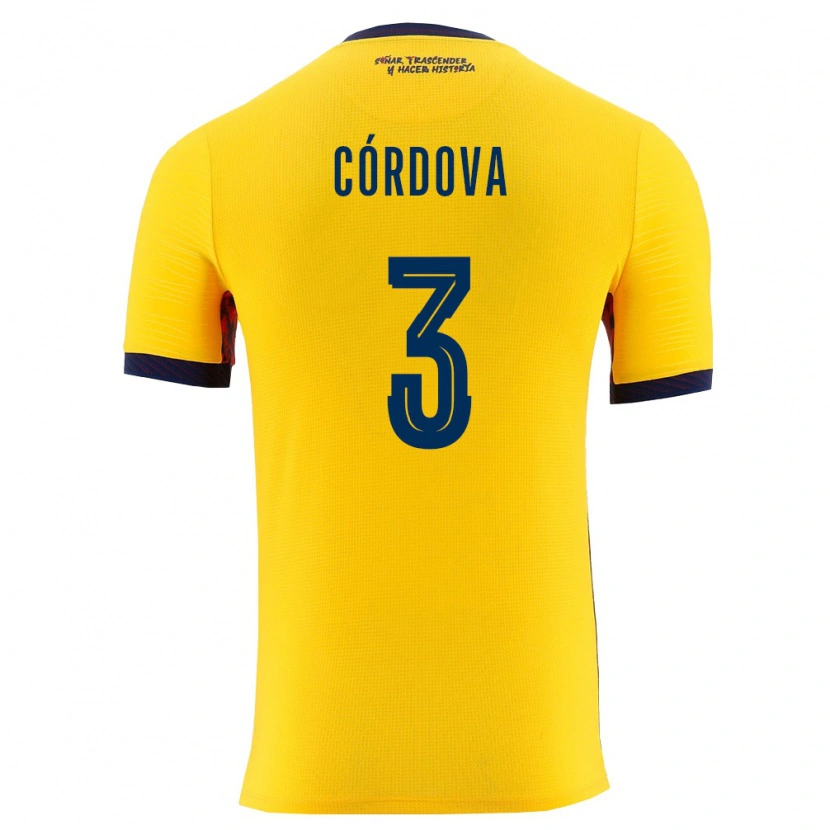 Danxen Men Ecuador Luis Cordova #3 Yellow Navy Home Jersey 26-28 T-Shirt