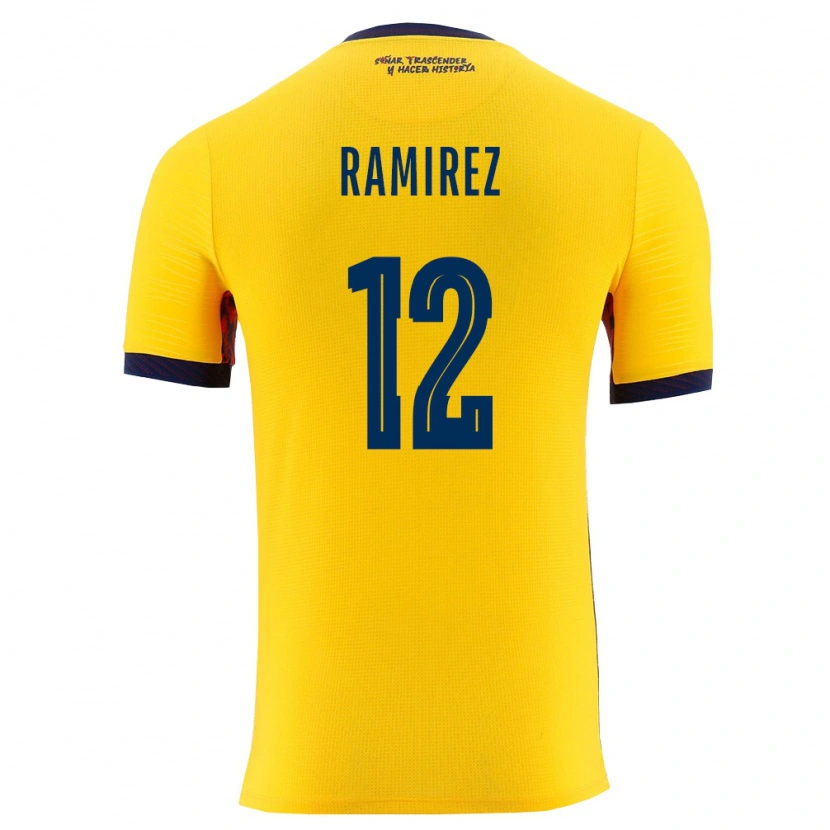 Danxen Men Ecuador Moisés Ramírez #12 Yellow Navy Home Jersey 26-28 T-Shirt