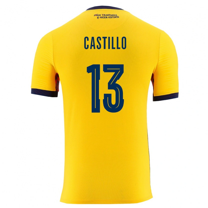 Danxen Men Ecuador Denil Castillo #13 Yellow Navy Home Jersey 26-28 T-Shirt
