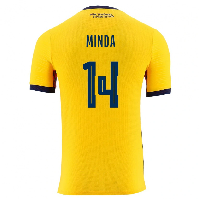 Danxen Men Ecuador Alan Minda #14 Yellow Navy Home Jersey 26-28 T-Shirt