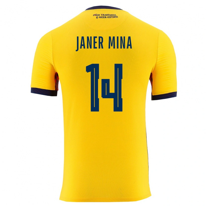 Danxen Men Ecuador Janer Mina #14 Yellow Navy Home Jersey 26-28 T-Shirt