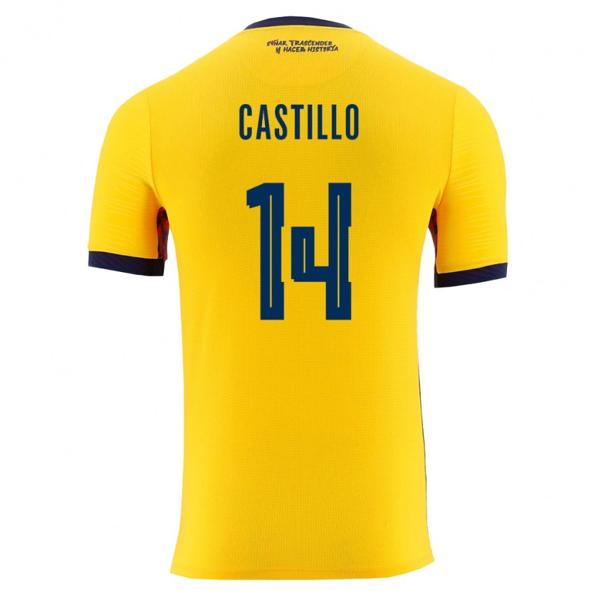 Danxen Men Ecuador Darío Castillo #14 Yellow Navy Home Jersey 26-28 T-Shirt