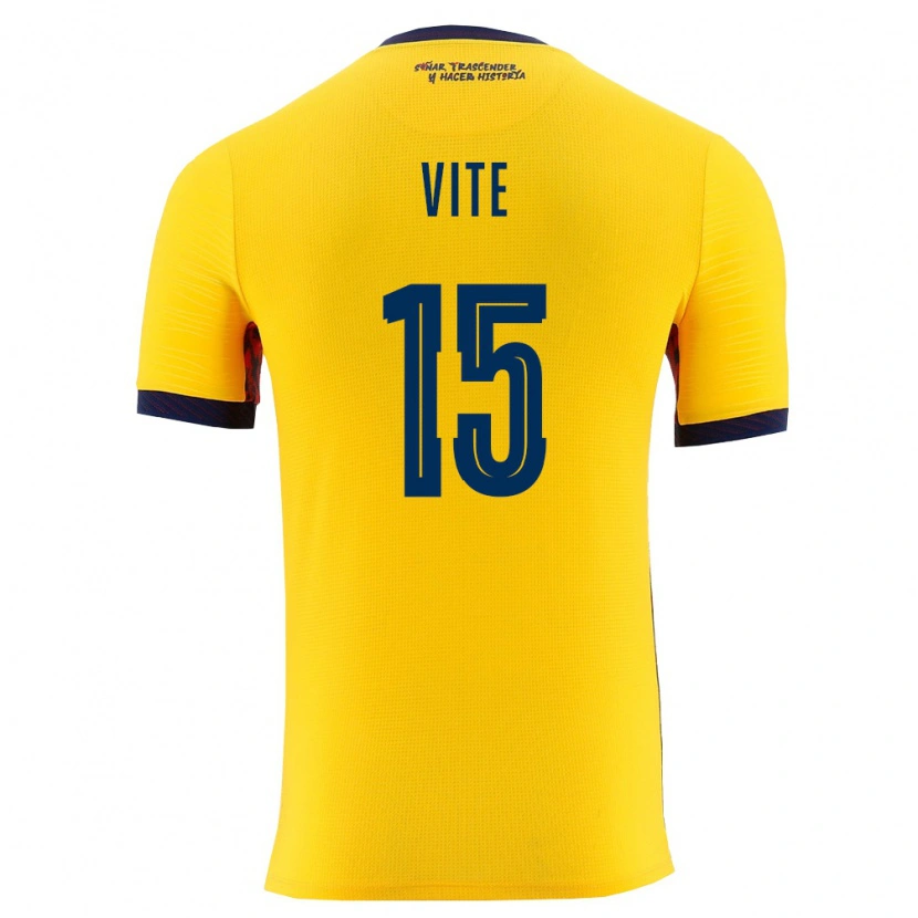 Danxen Men Ecuador Pedro Vite #15 Yellow Navy Home Jersey 26-28 T-Shirt