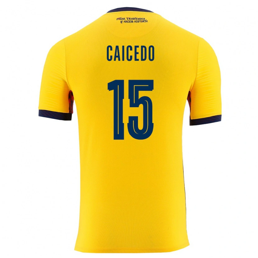 Danxen Men Ecuador Dostyn Caicedo #15 Yellow Navy Home Jersey 26-28 T-Shirt