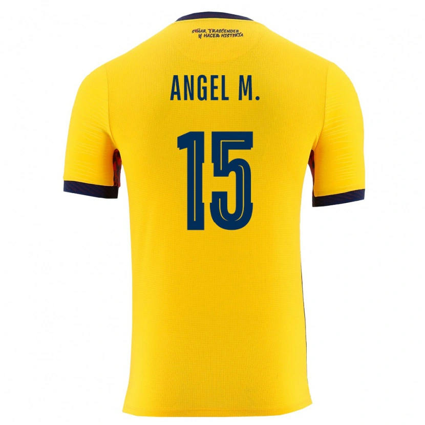 Danxen Men Ecuador Angel Mena #15 Yellow Navy Home Jersey 26-28 T-Shirt