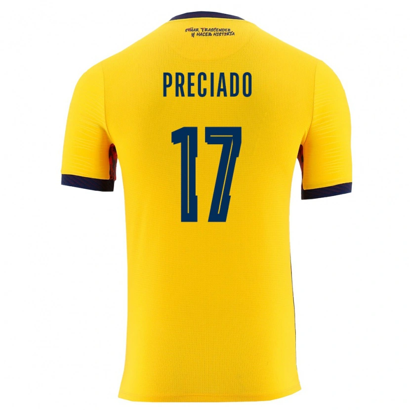 Danxen Men Ecuador Angelo Preciado #17 Yellow Navy Home Jersey 26-28 T-Shirt