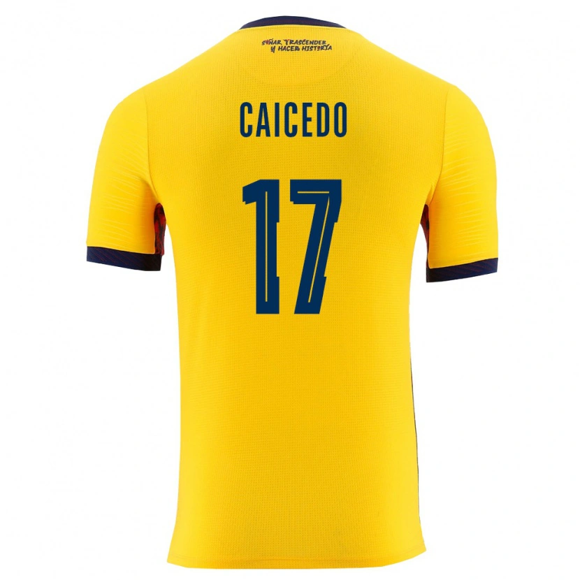 Danxen Men Ecuador Yorkaeff Caicedo #17 Yellow Navy Home Jersey 26-28 T-Shirt