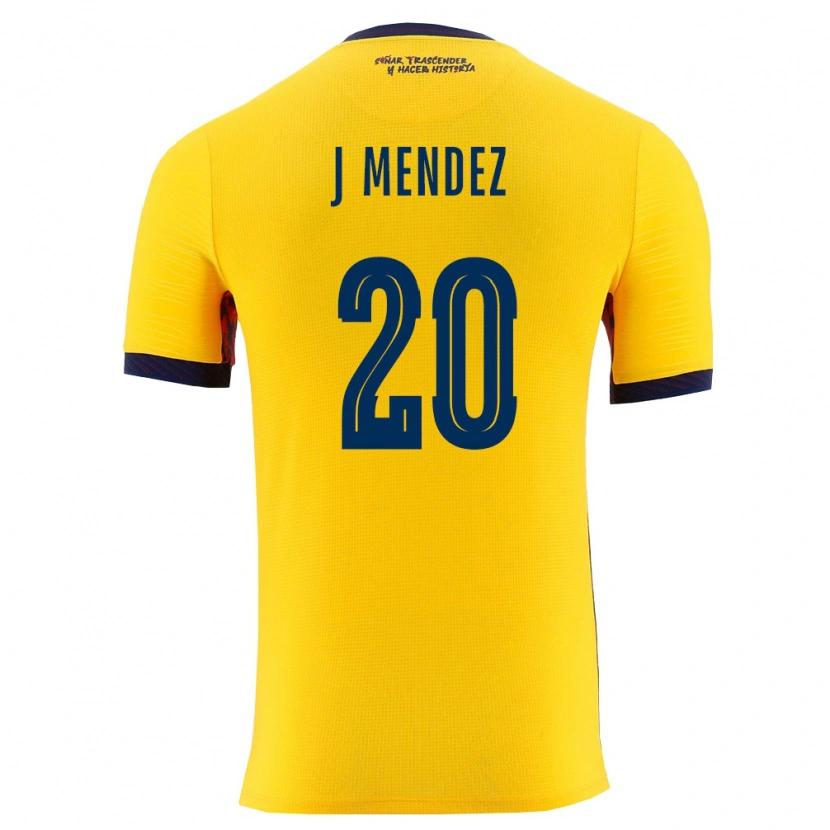 Danxen Men Ecuador Jhegson Mendez #20 Yellow Navy Home Jersey 26-28 T-Shirt