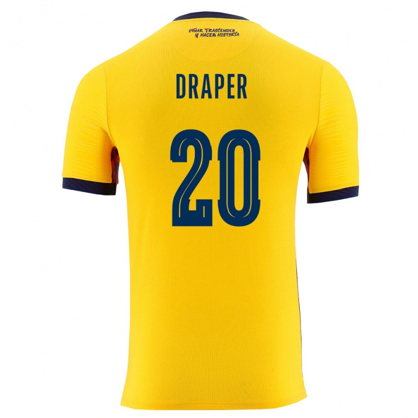 Danxen Men Ecuador Andrew Draper #20 Yellow Navy Home Jersey 26-28 T-Shirt