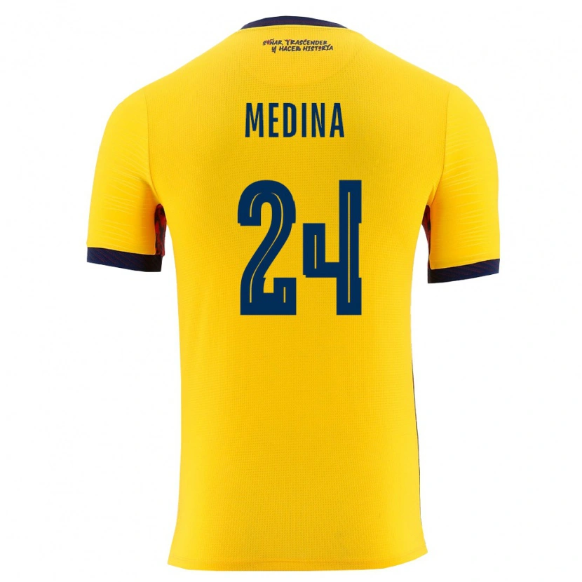 Danxen Men Ecuador Yaimar Medina #24 Yellow Navy Home Jersey 26-28 T-Shirt