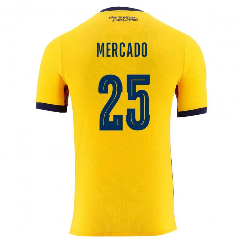 Danxen Men Ecuador Patrik Mercado #25 Yellow Navy Home Jersey 26-28 T-Shirt