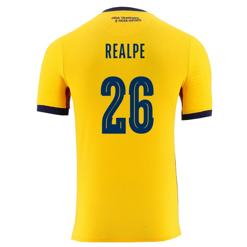 Danxen Men Ecuador Léo Realpe #26 Yellow Navy Home Jersey 26-28 T-Shirt