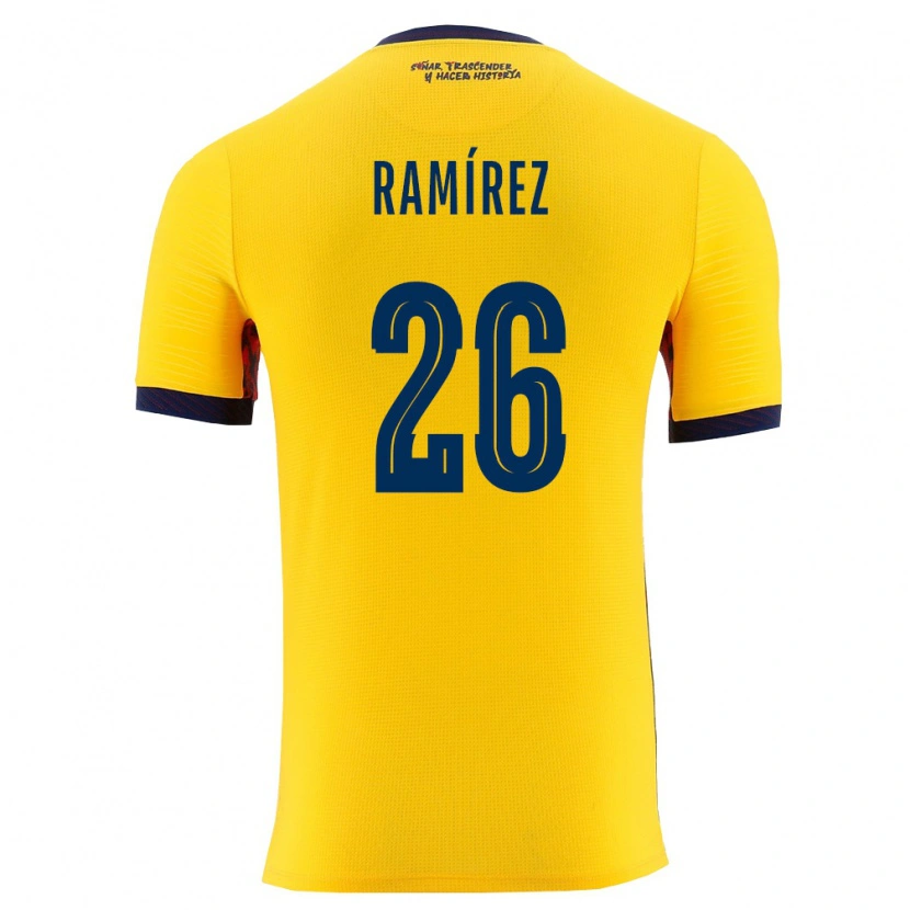 Danxen Men Ecuador Bryan Ramírez #26 Yellow Navy Home Jersey 26-28 T-Shirt