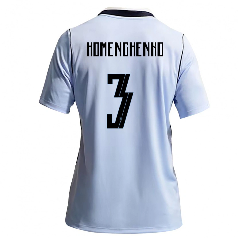Danxen Men Uruguay Santiago Homenchenko #3 Sky Blue White Home Jersey 26-28 T-Shirt