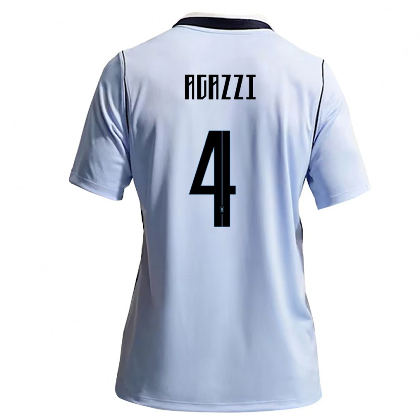 Danxen Men Uruguay Lucas Agazzi #4 Sky Blue White Home Jersey 26-28 T-Shirt