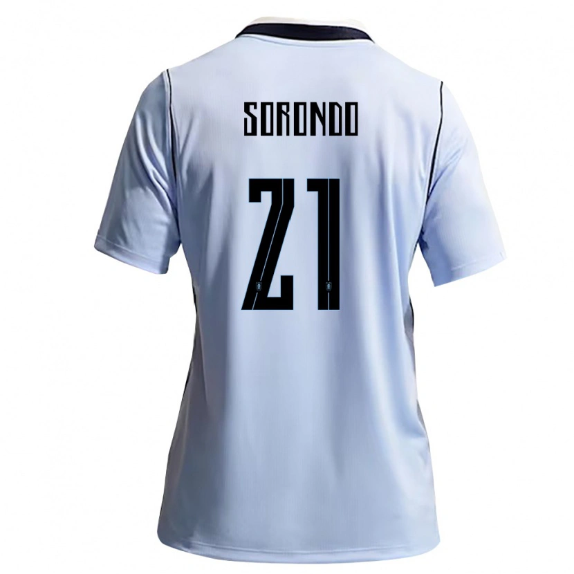 Danxen Men Uruguay Francisco Sorondo #21 Sky Blue White Home Jersey 26-28 T-Shirt