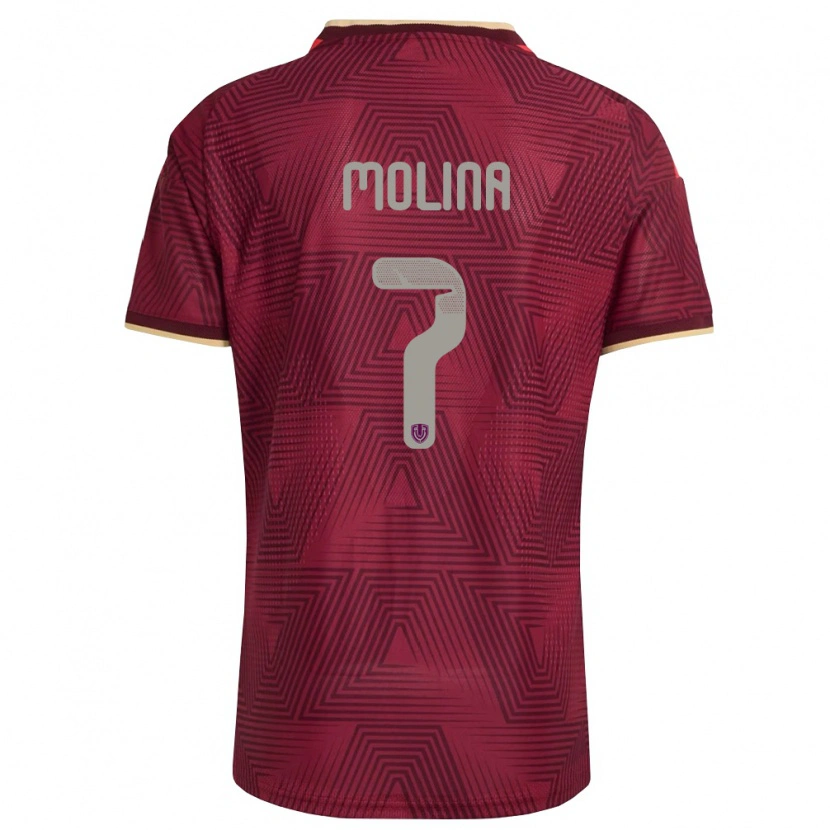 Danxen Men Venezuela Gregory Molina #7 Burgundy Gold Yellow Home Jersey 26-28 T-Shirt