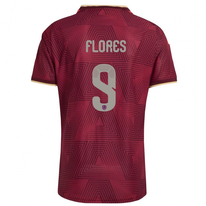 Danxen Men Venezuela Luis Flores #9 Burgundy Gold Yellow Home Jersey 26-28 T-Shirt