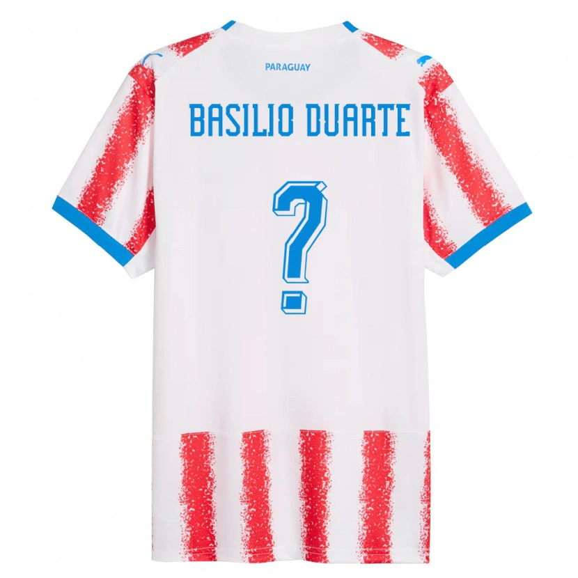 Danxen Men Paraguay Basilio Duarte #0 White Red Blue Home Jersey 26-28 T-Shirt