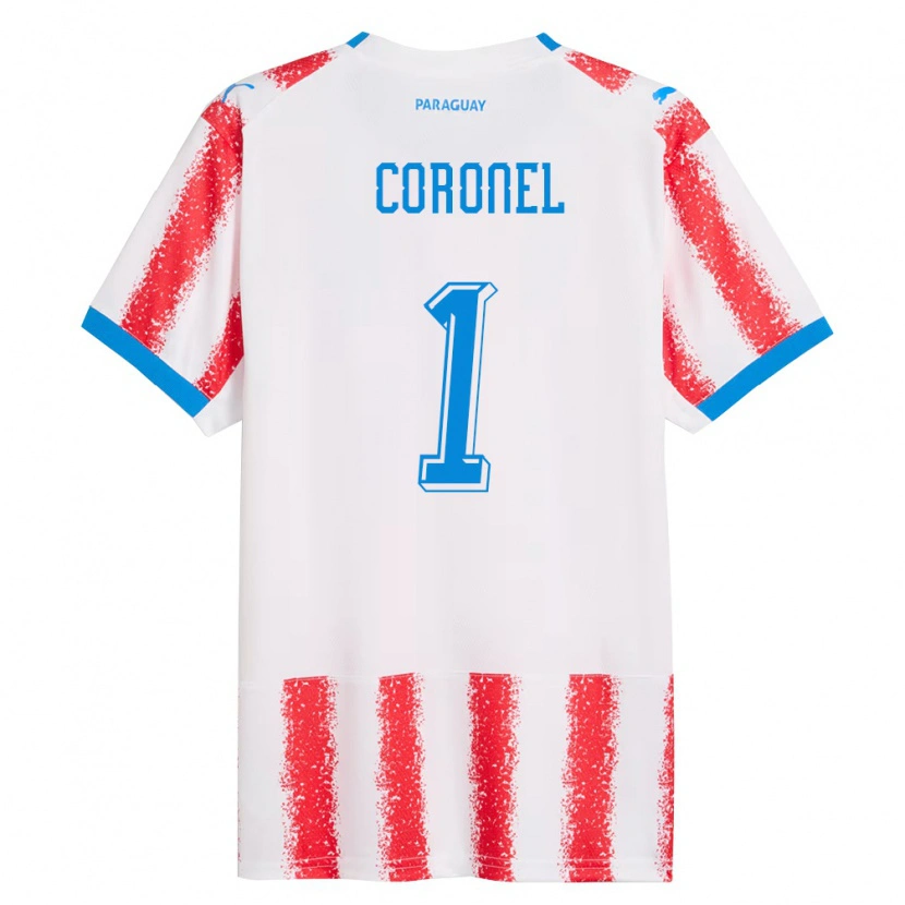 Danxen Men Paraguay Carlos Coronel #1 White Red Blue Home Jersey 26-28 T-Shirt