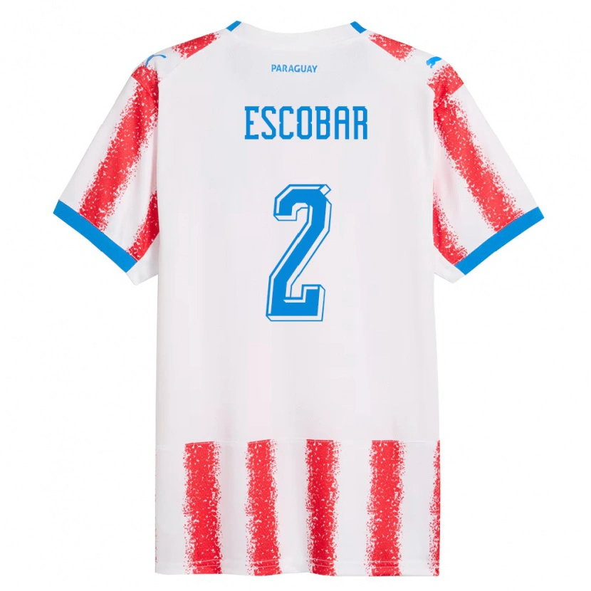 Danxen Men Paraguay Bruno Escobar #2 White Red Blue Home Jersey 26-28 T-Shirt