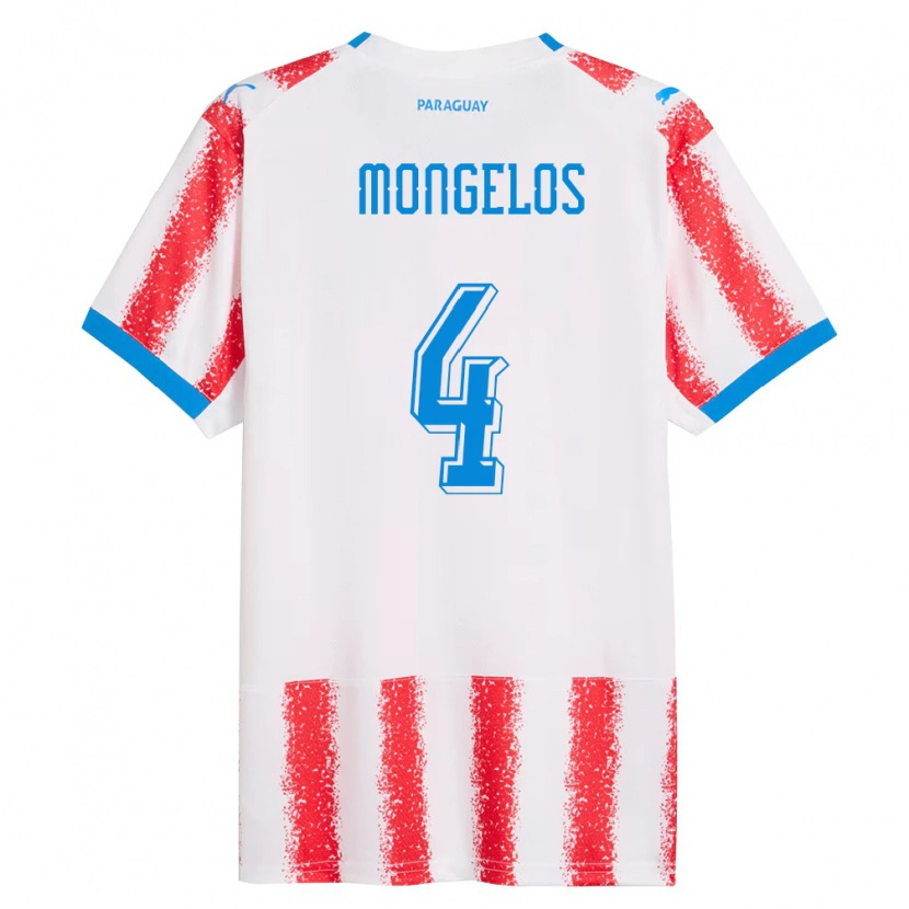 Danxen Men Paraguay Rolando Mongelós #4 White Red Blue Home Jersey 26-28 T-Shirt