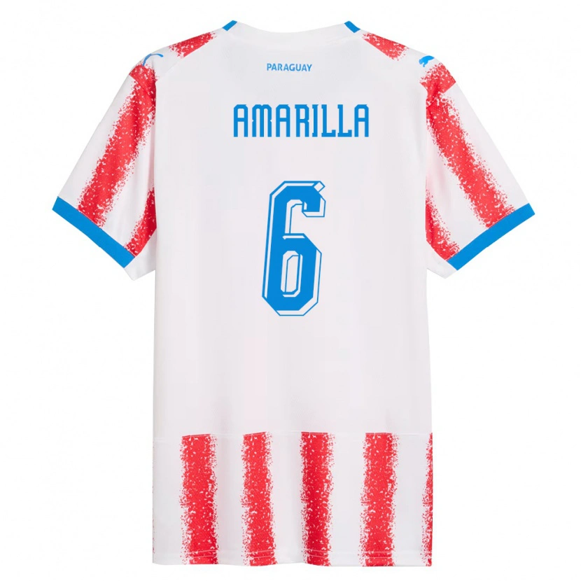 Danxen Men Paraguay Imanol Amarilla #6 White Red Blue Home Jersey 26-28 T-Shirt