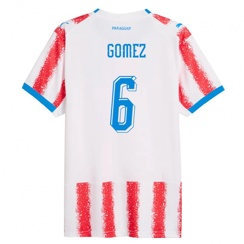 Danxen Men Paraguay Marcos Gómez #6 White Red Blue Home Jersey 26-28 T-Shirt