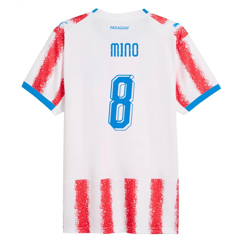 Danxen Men Paraguay Rosa Miño #8 White Red Blue Home Jersey 26-28 T-Shirt
