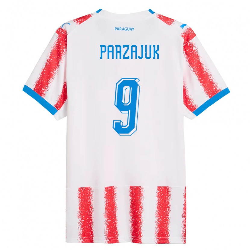 Danxen Men Paraguay Kevin Parzajuk #9 White Red Blue Home Jersey 26-28 T-Shirt