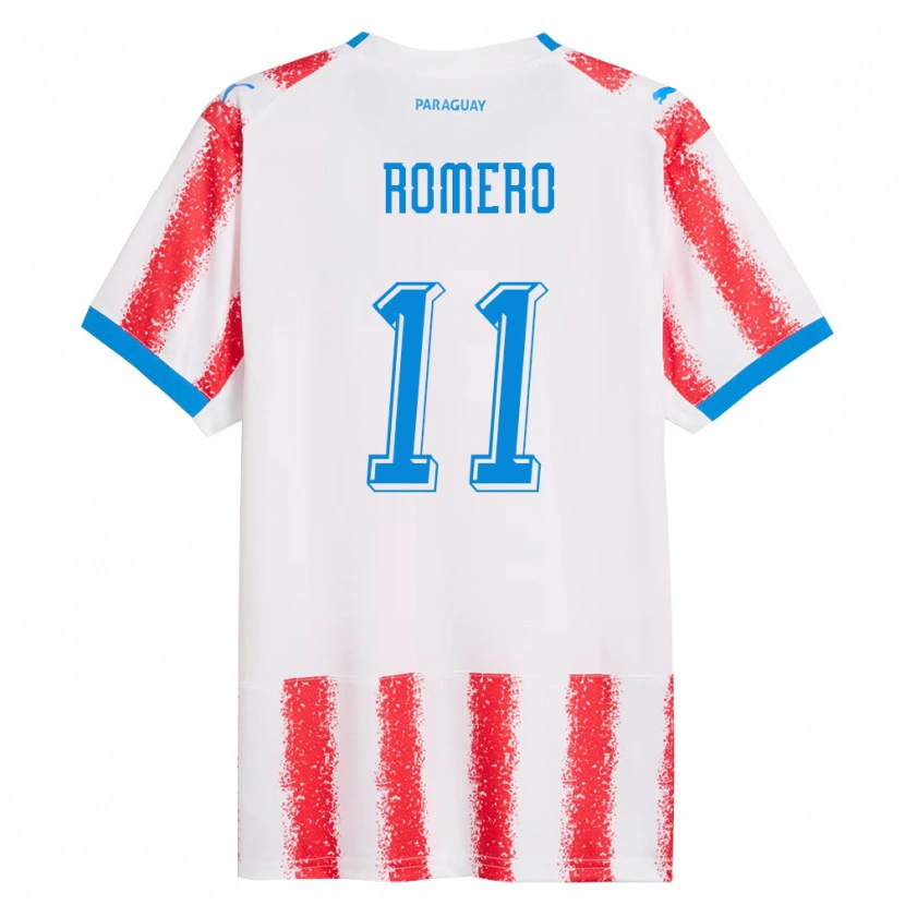 Danxen Men Paraguay Ángel Romero #11 White Red Blue Home Jersey 26-28 T-Shirt