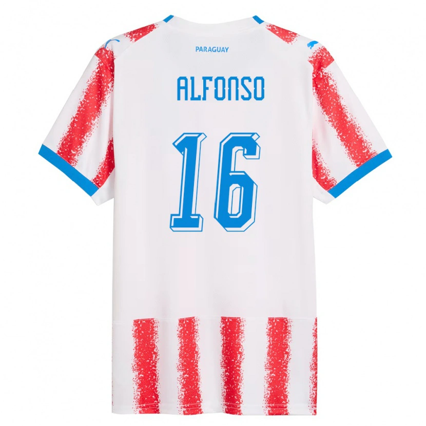 Danxen Men Paraguay Octavio Alfonso #16 White Red Blue Home Jersey 26-28 T-Shirt