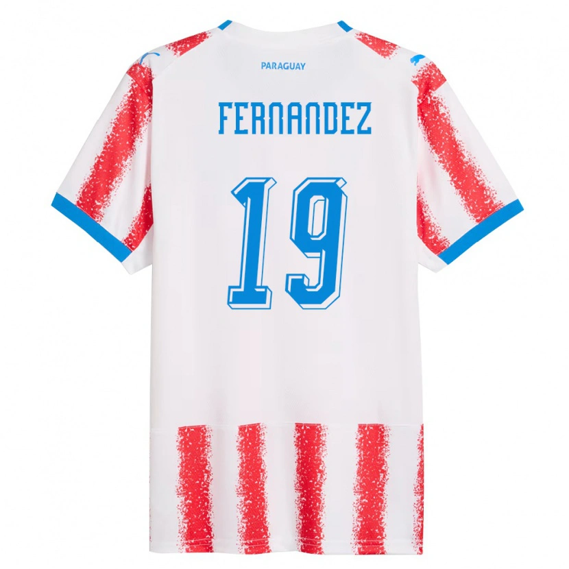 Danxen Men Paraguay David Fernández #19 White Red Blue Home Jersey 26-28 T-Shirt