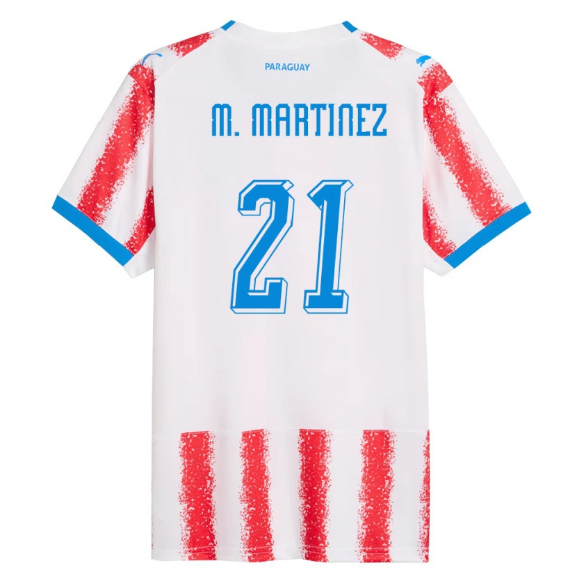 Danxen Men Paraguay María Martínez #21 White Red Blue Home Jersey 26-28 T-Shirt