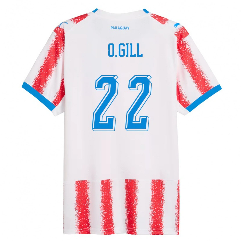 Danxen Men Paraguay Orlando Gill #22 White Red Blue Home Jersey 26-28 T-Shirt