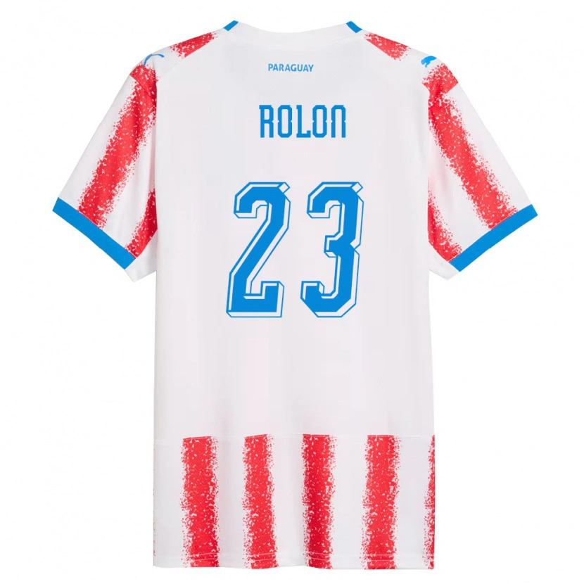 Danxen Men Paraguay Luis Rolón #23 White Red Blue Home Jersey 26-28 T-Shirt