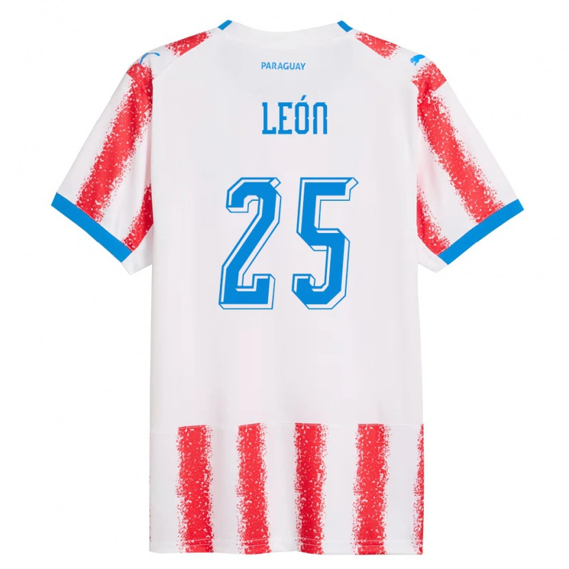 Danxen Men Paraguay Diego León #25 White Red Blue Home Jersey 26-28 T-Shirt
