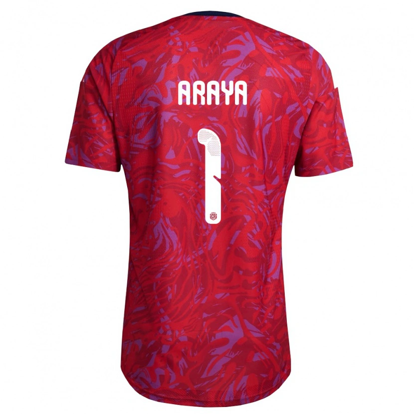 Danxen Men Costa Rica Fabián Araya #1 Red Purple Navy Home Jersey 26-28 T-Shirt