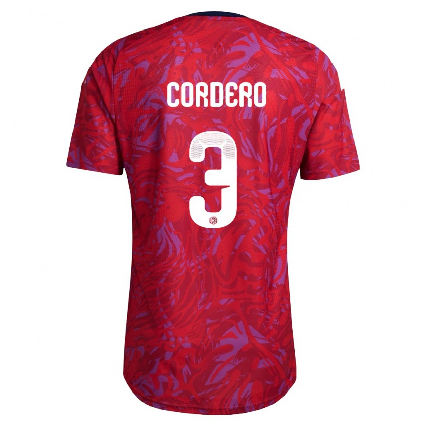 Danxen Men Costa Rica Thiago Cordero #3 Red Purple Navy Home Jersey 26-28 T-Shirt