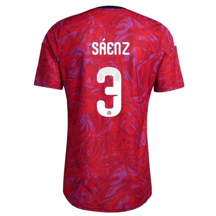 Danxen Men Costa Rica Sleiner Sáenz #3 Red Purple Navy Home Jersey 26-28 T-Shirt