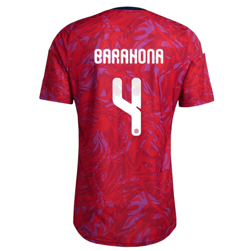 Danxen Men Costa Rica Carlos Barahona #4 Red Purple Navy Home Jersey 26-28 T-Shirt