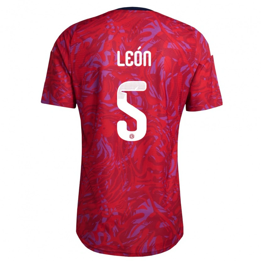 Danxen Men Costa Rica Santiago León #5 Red Purple Navy Home Jersey 26-28 T-Shirt