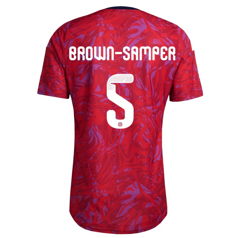 Danxen Men Costa Rica Isaac Brown-Samper #5 Red Purple Navy Home Jersey 26-28 T-Shirt