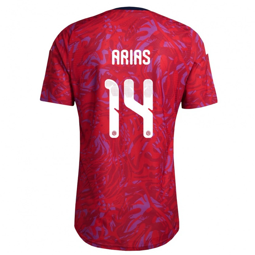 Danxen Men Costa Rica Timothy Arias #14 Red Purple Navy Home Jersey 26-28 T-Shirt