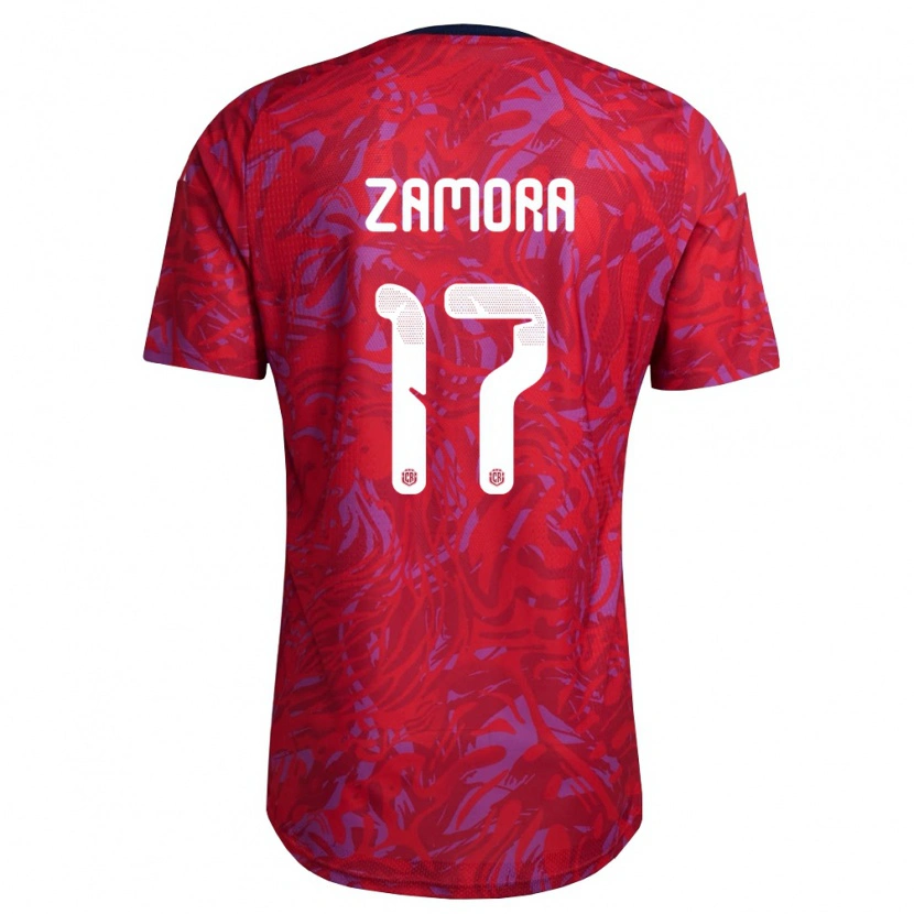 Danxen Men Costa Rica Mariano Zamora #17 Red Purple Navy Home Jersey 26-28 T-Shirt