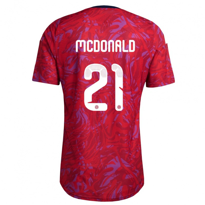 Danxen Men Costa Rica Kyan Mcdonald #21 Red Purple Navy Home Jersey 26-28 T-Shirt